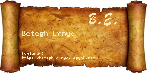 Betegh Ernye névjegykártya